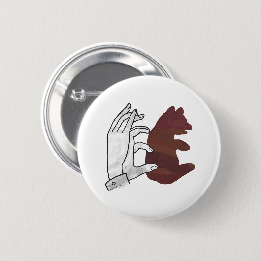 Badge Rond 5 Cm Silhouette à la main Cube d'ours Brown (Devant & derrière)