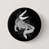 Badge Rond 5 Cm Silhouette blanche d'animal - Crocodile (Devant)