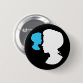 Badge Rond 5 Cm Silhouette Cameo, fille victorienne (Devant & derrière)