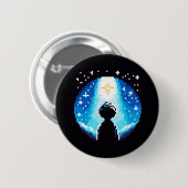 Badge Rond 5 Cm Silhouette - Ciel nocturne de rêve Pixel (Devant & derrière)