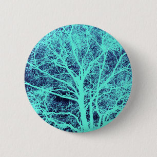 Badge Rond 5 Cm Silhouette d'arbre vert