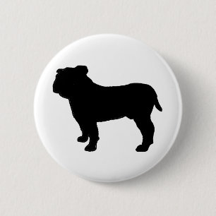 Badge Rond 5 Cm Silhouette de Bouledogue