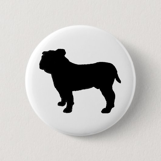 Badge Rond 5 Cm Silhouette de Bouledogue (Devant)