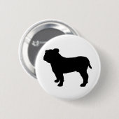 Badge Rond 5 Cm Silhouette de Bouledogue (Devant & derrière)