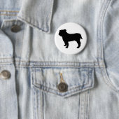 Badge Rond 5 Cm Silhouette de Bouledogue (En situation)