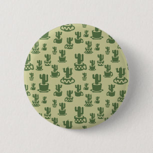 Badge Rond 5 Cm Silhouette de cactus succulent en tasses et pots