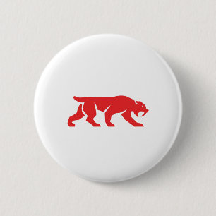 Badge Rond 5 Cm Silhouette de chat de tigre de dent de sabre rétr