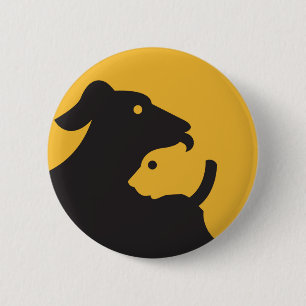 Badge Rond 5 Cm Silhouette de chat et de chien