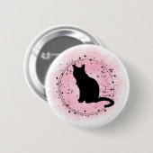 Badge Rond 5 Cm Silhouette de chat noir (Devant & derrière)