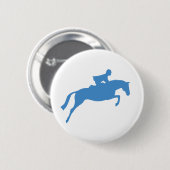 Badge Rond 5 Cm Silhouette de cheval de pullover (bleue) (Devant & derrière)