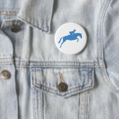Badge Rond 5 Cm Silhouette de cheval de pullover (bleue) (En situation)
