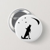 Badge Rond 5 Cm Silhouette de coyote (Devant & derrière)