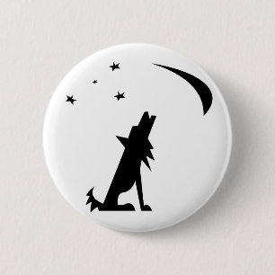 Badge Rond 5 Cm Silhouette de coyote