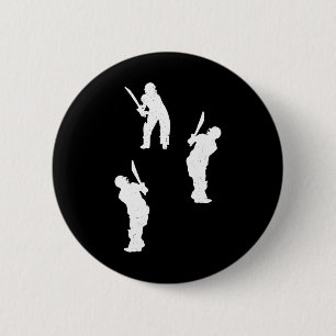 Badge Rond 5 Cm Silhouette de cricket Silhouettes de joueur de cri