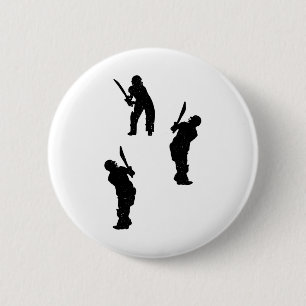 Badge Rond 5 Cm Silhouette de cricket Silhouettes de joueurs de cr