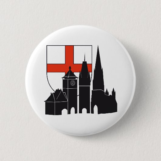 Badge Rond 5 Cm Silhouette de Fribourg (Devant)