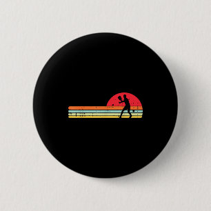 Badge Rond 5 Cm Silhouette de joueur de pickleball rétro pickle ba
