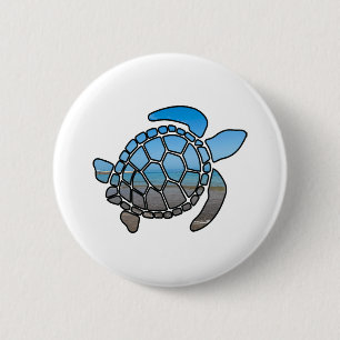 Badge Rond 5 Cm Silhouette de la tortue de mer sur les vagues de l
