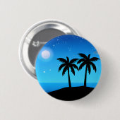 Badge Rond 5 Cm Silhouette de l'île tropicale avec lune et étoiles (Devant & derrière)