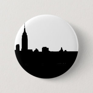 Badge Rond 5 Cm Silhouette de New York noir et blanc