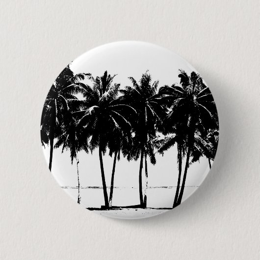 Badge Rond 5 Cm Silhouette de palmiers blancs noirs (Devant)