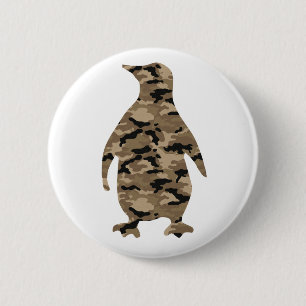 Badge Rond 5 Cm Silhouette de pingouin de camouflage