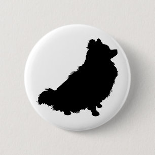 Badge Rond 5 Cm Silhouette de Pomeranian