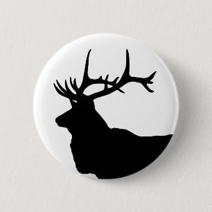 Badge Rond 5 Cm Silhouette de tête d'élan