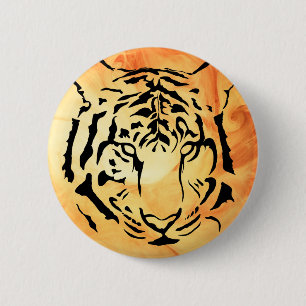 Badge Rond 5 Cm Silhouette de tigre noir et blanc