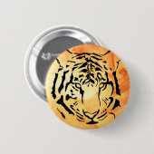 Badge Rond 5 Cm Silhouette de tigre noir et blanc (Devant & derrière)
