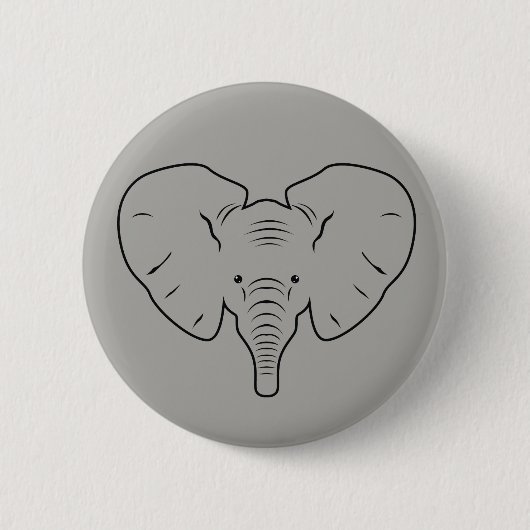 Badge Rond 5 Cm Silhouette de visage d'éléphant (Devant)