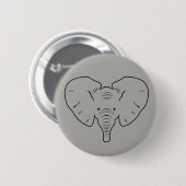 Badge Rond 5 Cm Silhouette de visage d'éléphant (Devant & derrière)