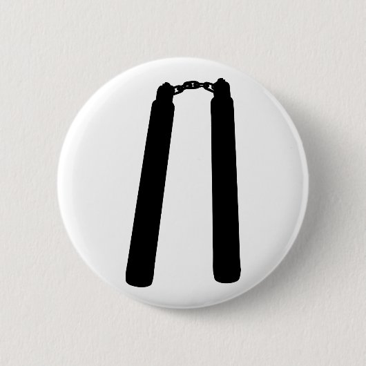 Badge Rond 5 Cm Silhouette d'ensemble de Nunchaku (Devant)