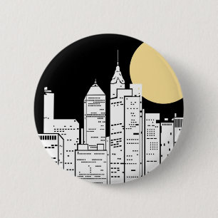 Badge Rond 5 Cm Silhouette d'horizon de New York