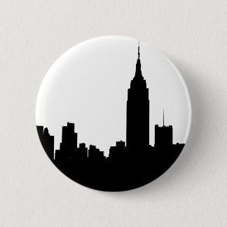 Badge Rond 5 Cm Silhouette d'horizon de NYC, bâtiment #1 d'état
