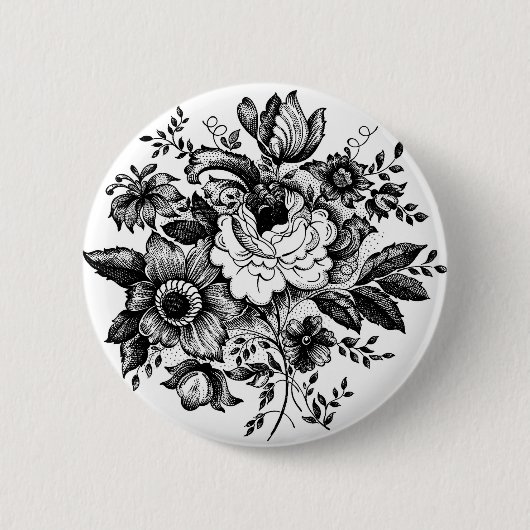 Badge Rond 5 Cm Silhouette du bouquet de fleurs (Devant)