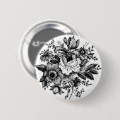 Badge Rond 5 Cm Silhouette du bouquet de fleurs (Devant & derrière)