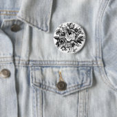 Badge Rond 5 Cm Silhouette du bouquet de fleurs (En situation)