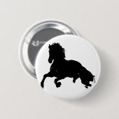 Badge Rond 5 Cm Silhouette du cheval blanc noir (Devant & derrière)