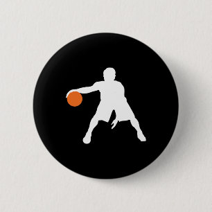 Badge Rond 5 Cm Silhouette Du Joueur De Basket En Mouvement 1