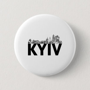 Badge Rond 5 Cm Silhouette du paysage urbain de la ville de Kiev e