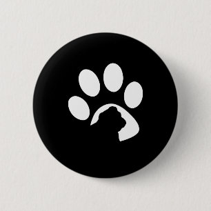 Badge Rond 5 Cm Silhouette énorme de patte de bouledogue