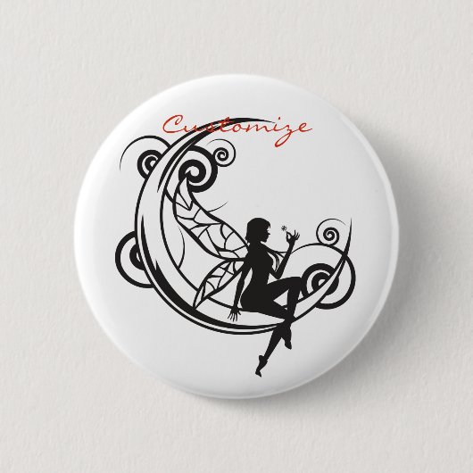 Badge Rond 5 Cm Silhouette Fée Lune Thunder_Cove (Devant)