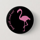 Badge Rond 5 Cm Silhouette Flamant rose "Debout, Debout" (Devant)