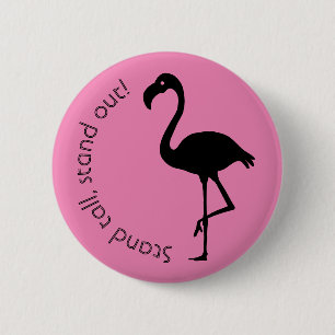 Badge Rond 5 Cm Silhouette Flamant rose "Debout, Debout"