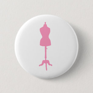 Badge Rond 5 Cm Silhouette II de forme de robe - rose