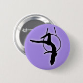 Badge Rond 5 Cm Silhouette Lyra Aerialist Dancer pose sur le Hoop (Devant & derrière)