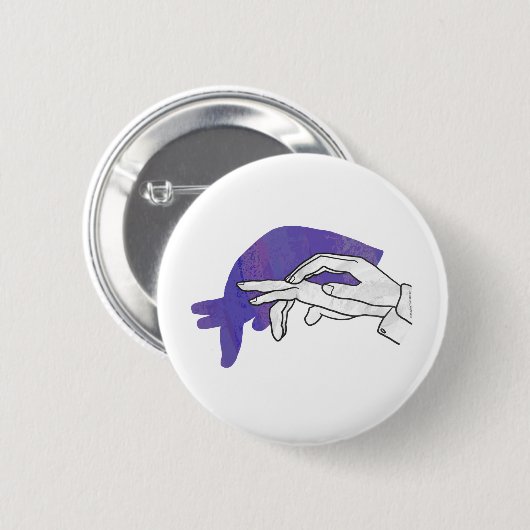 Badge Rond 5 Cm Silhouette main Anteater violet (Devant & derrière)