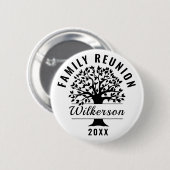 Badge Rond 5 Cm Silhouette Noire Arbre Famille Retrouvailles Souve (Devant & derrière)