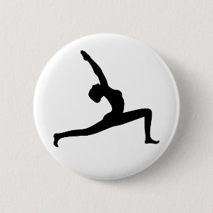 Badge Rond 5 Cm Silhouette noire de Yoga Possédant un bouton rond